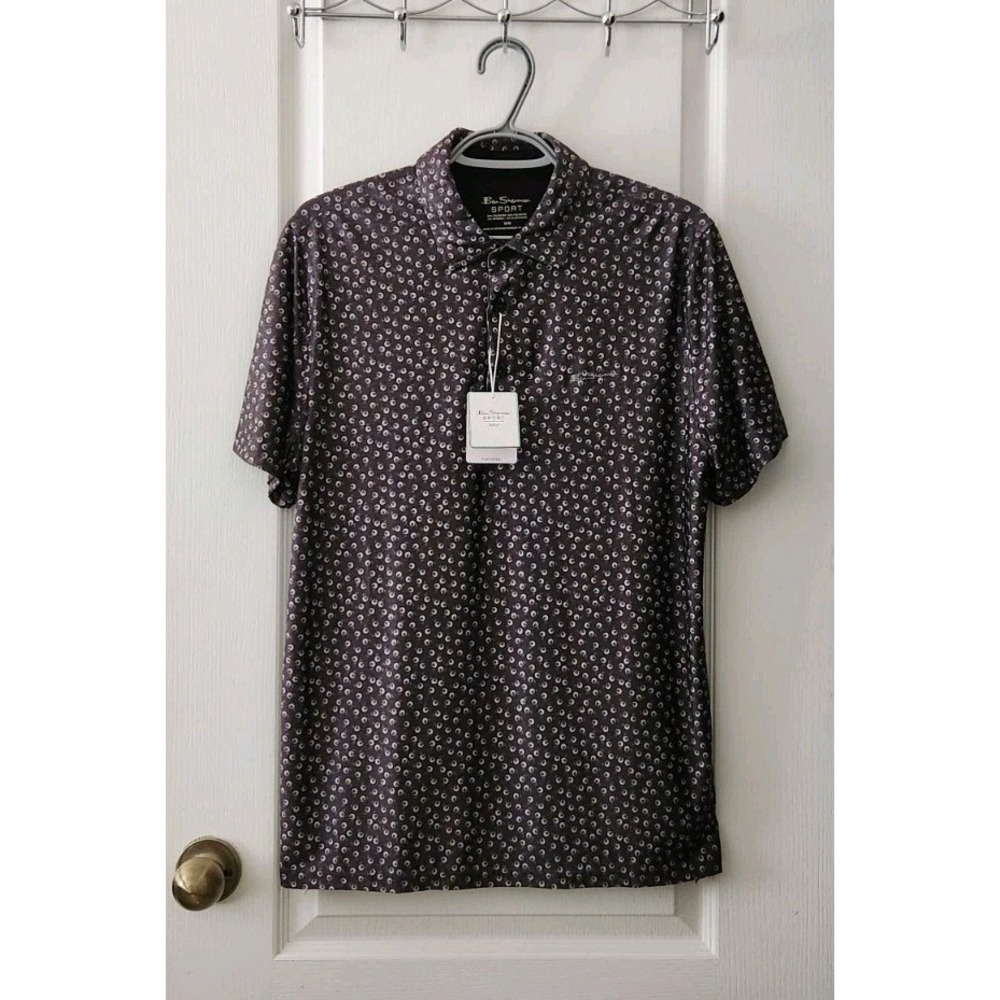 Ben Sherman golf polo shirt Mens Gray Breathable UPF Protection Stretch Size M